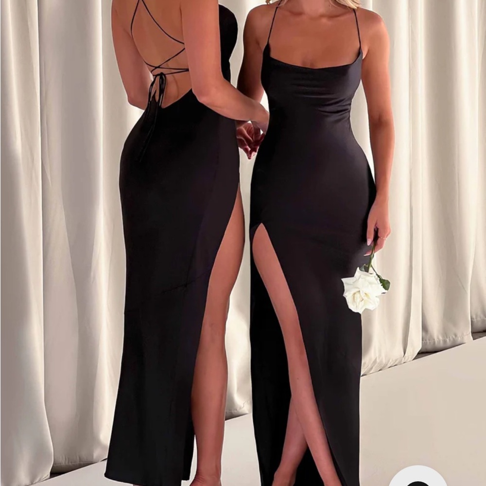 Chic Black Backless Evening Gown